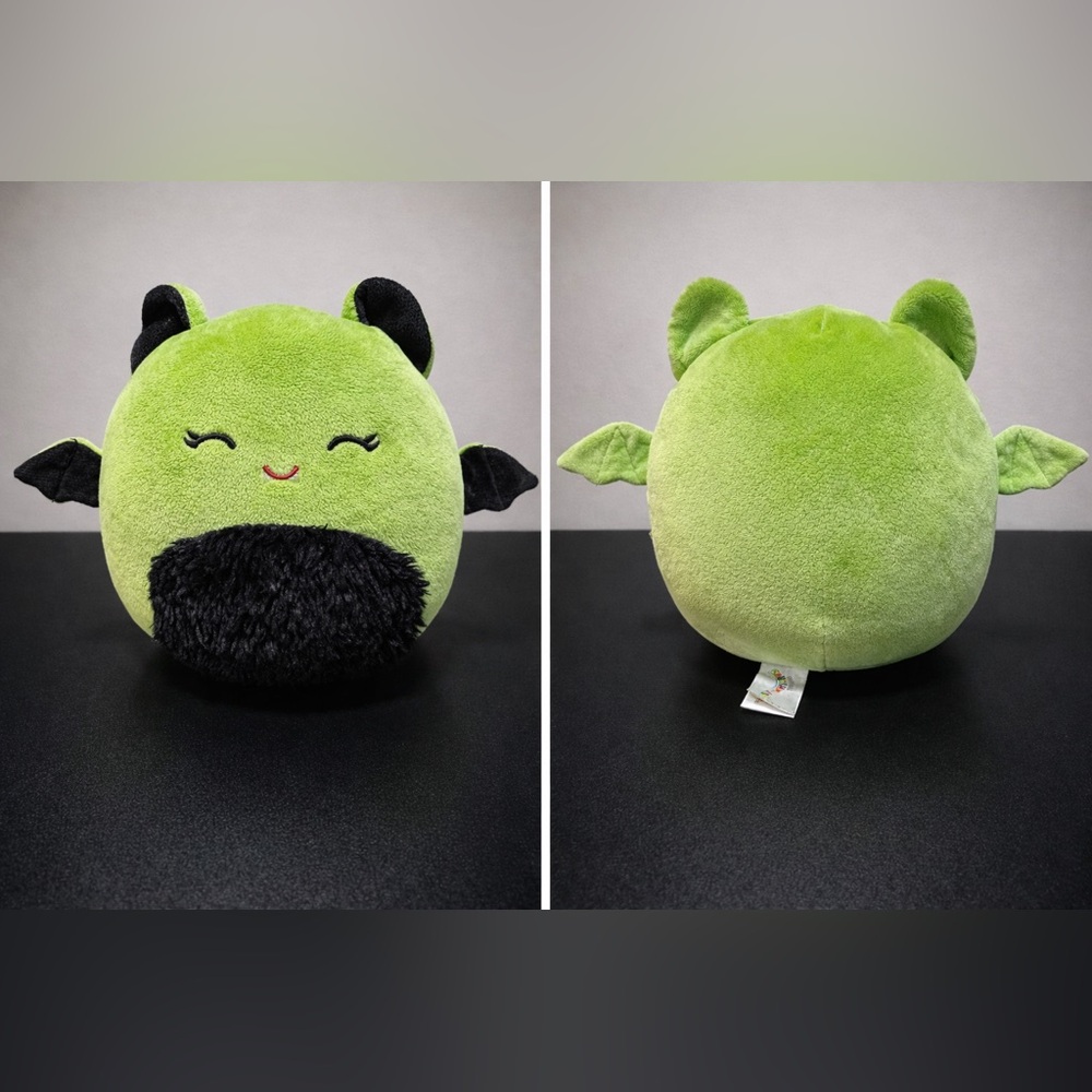 Squishmallows Leap the Bat Fuzzy Belly Halloween Green Black Plush 8”